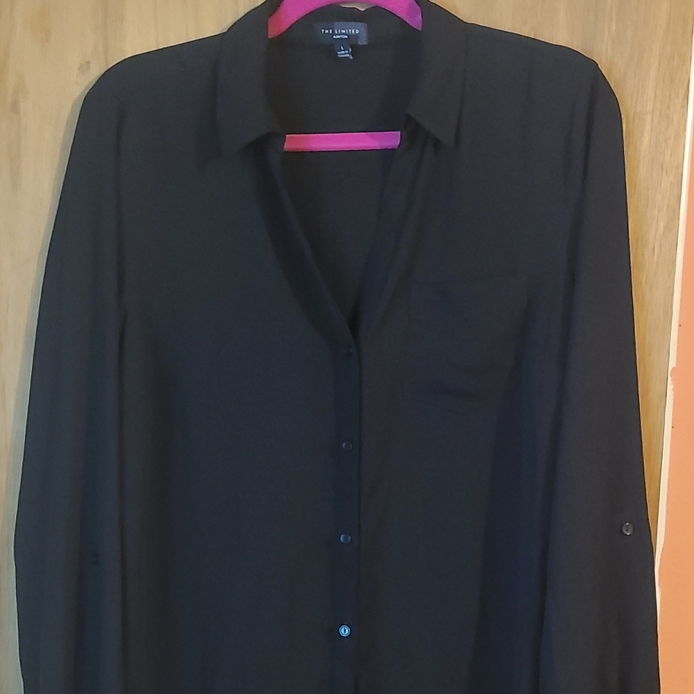 The Limited Ashton Black Long Sleeve Dress Top